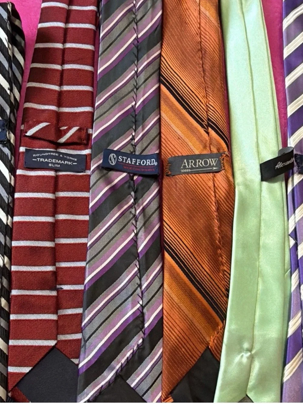 Arrow Six-Piece Men's Tie Set — Black, Burgundy, Gray, Orange, Mint, Purple